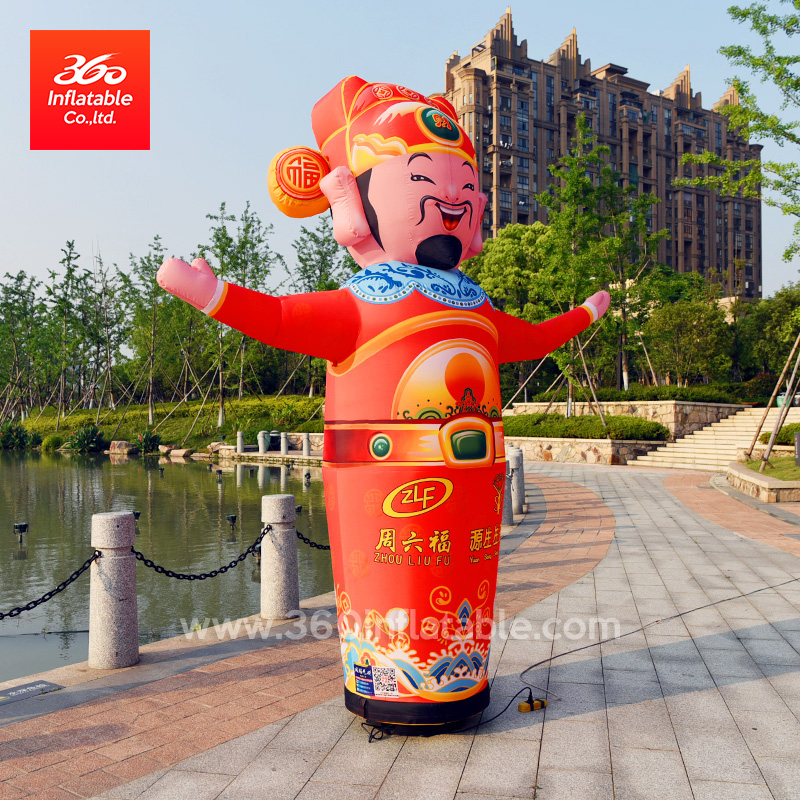 Bailarina de aire de bienvenida al aire libre de 4 M para decoración inflable personalizada ola publicitaria bailarina de aire Dios chino de la riqueza bailarina de aire