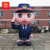Nuevo diseño de publicidad inflable gigante personaje de mujer policía con uniforme de policía para servicio personalizado