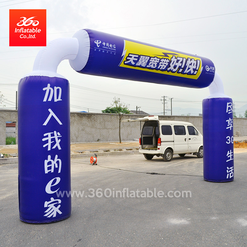 Impresión personalizada del arco inflable de la publicidad de las telecomunicaciones de China