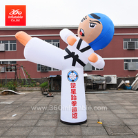 Precioso Taekwondo Boy Cartoon Inflable Impresión gratuita Logotipo Lámpara publicitaria Lámparas LED personalizadas