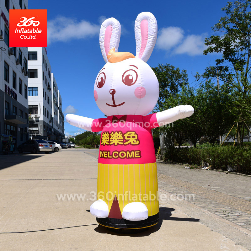 Bailarines de aire de bienvenida al aire libre con soplador publicitario bailarín de aire inflable bailarín de aire de conejo de dibujos animados de animales personalizados